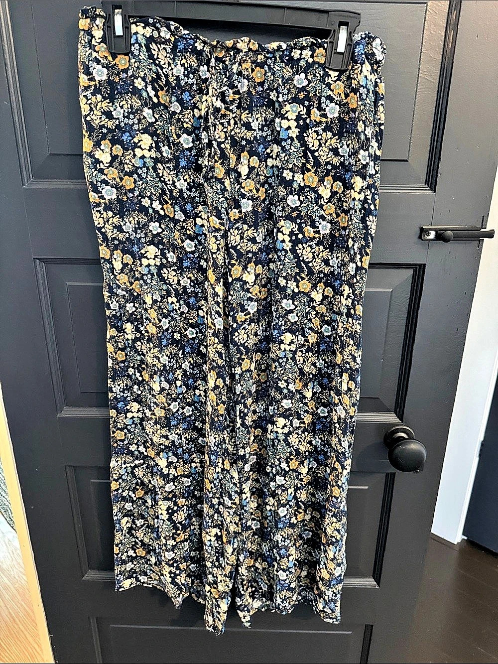 Floral Wide Leg Pants in Blue & Yellow Size Small